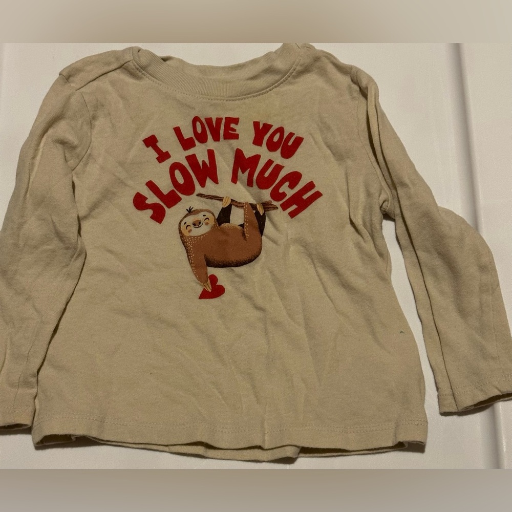 Old Navy Beige Sloth Long Sleeve Tee